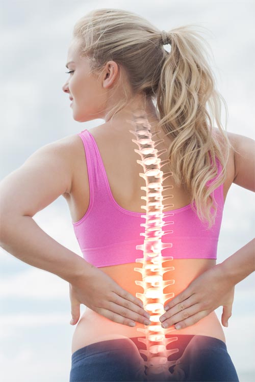 Active Young Woman with Back Pain Active Young Woman with Back Pain