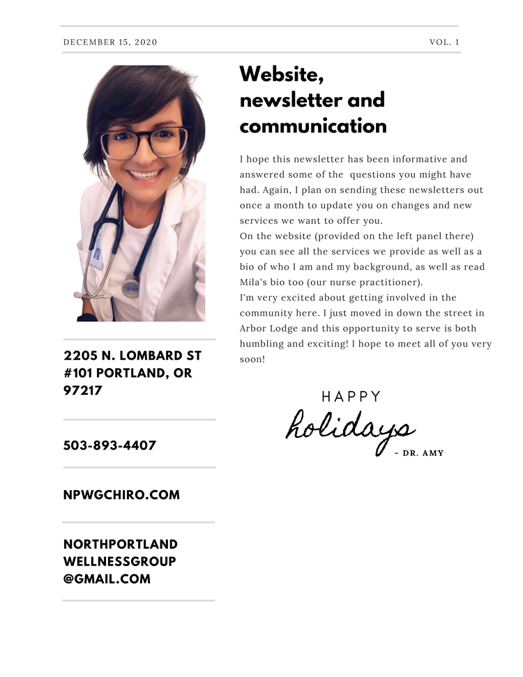 December Newsletter at North Portland Wellness Group 4